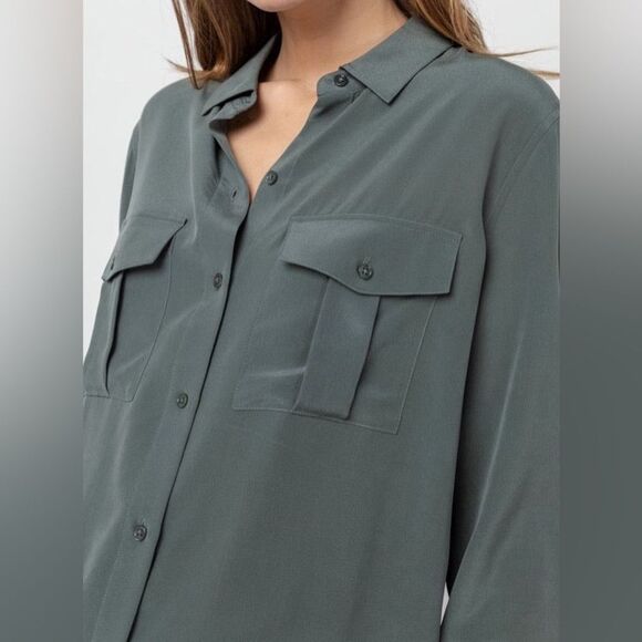 J. Crew Tops - J. Crew Green Silk Button Down Shirt Blouse